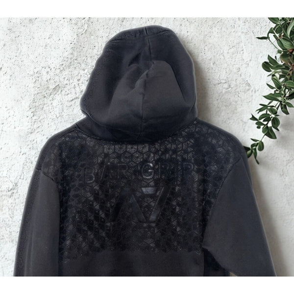 A7 Bar Grip Hoodie Men S Black Powerlifting Sweatshirt Textured Back Logo EUC