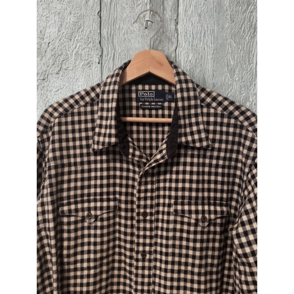 Polo Ralph Lauren Classic Western Shirt Mens XL Vintage Check Cotton Flannel