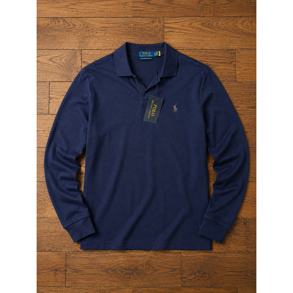 Polo Ralph Lauren Classic Fit Soft Cotton Johnny Collar Polo Shirt Navy L NWT