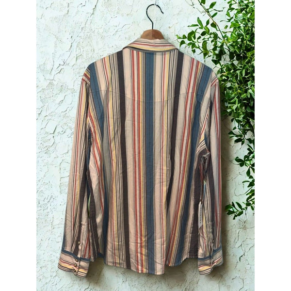 Tecovas Flying T Foundation Weight Pearl Snap Shirt NWT Large Western Stripe