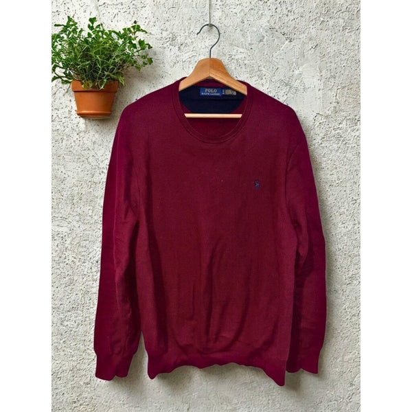 Polo Ralph Lauren Sweater 2XL Red Wine Pima Cotton Knit Crewneck Long Sleeve