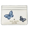 Kate Spade Flutter Fly Butterfly Leather Card Holder White Blue NWOT MSRP $99