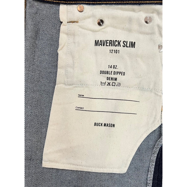 Buck Mason Maverick Slim Jeans 31x34 Blue 14oz Double Dipped Japanese Denim