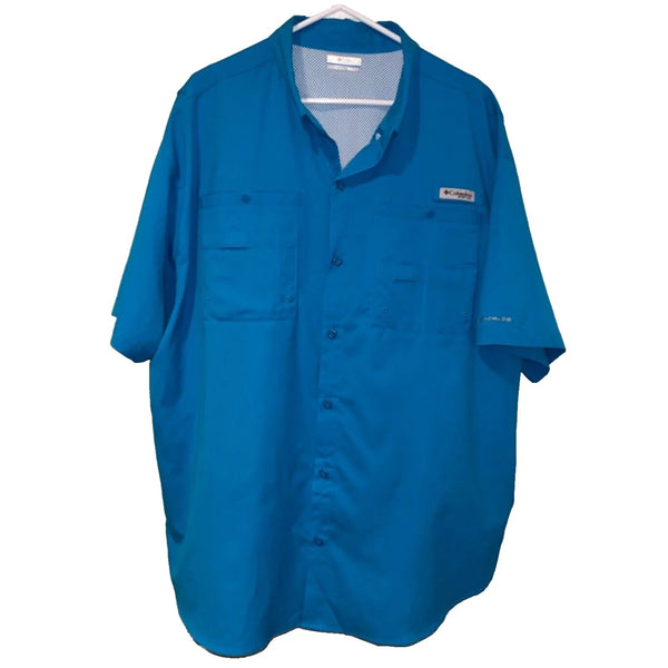 Columbia PFG Tamiami II Short Sleeve Shirt Blue Sz. L NWT MSRP $55