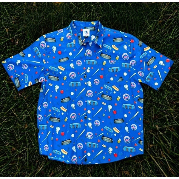 New York Mets The 7 Line T7L “Party Time” Button Up Shirt 2XL NWOT MLB Rare