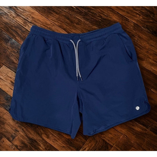 Rhoback Grit Gym Shorts 7" Lined Stretch Blue Athletic Large Performance NWOT