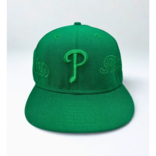Philadelphia Phillies New Era 59FIFTY Fitted Hat 7 3/8 Green Monochrome Y2K MLB