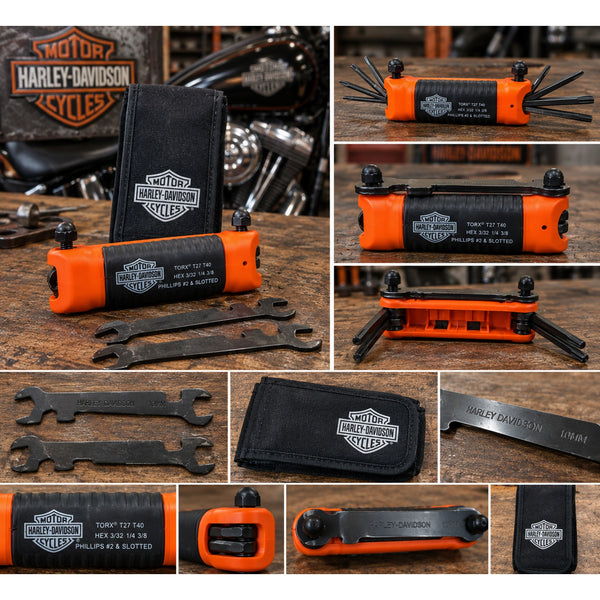 Harley-Davidson All-In-One Folding Tool Kit 94435-10 w/ Pouch Touring Multi Tool