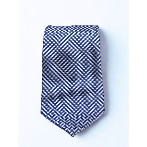 Charles Tyrwhitt 100% Silk Tie Blue White Geometric Mens Classic Necktie EUC