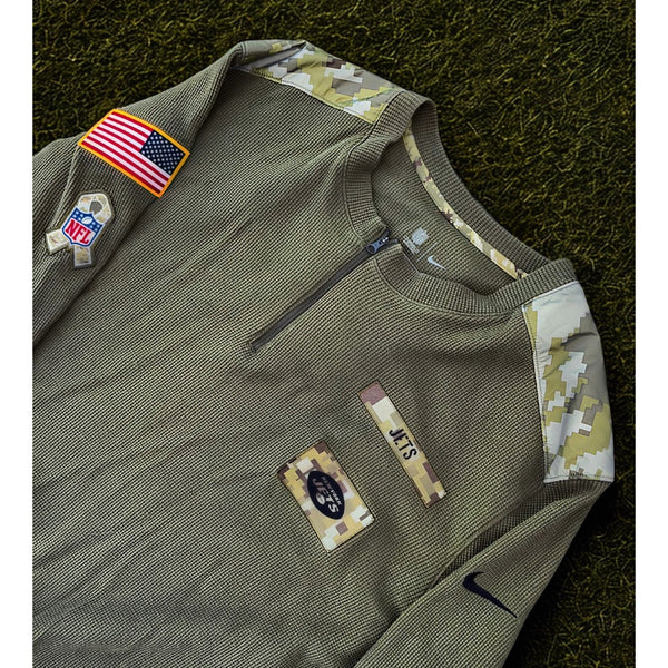 New York Jets Nike NFL Salute to Service Henley Thermal Long Sleeve Top 3XL EUC