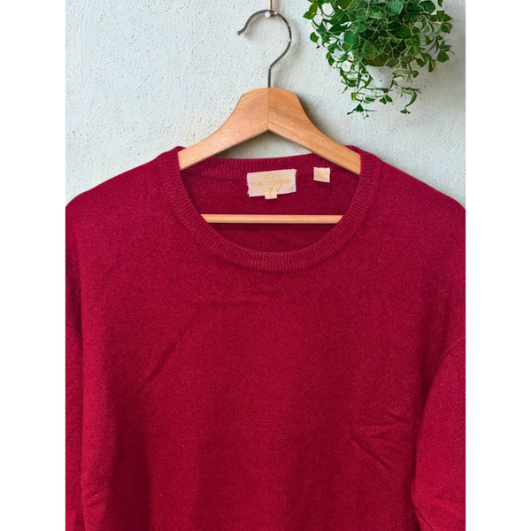100% Cashmere 2-Ply Knit Pullover Sweater Red Size L Classic (Damage) Vintage