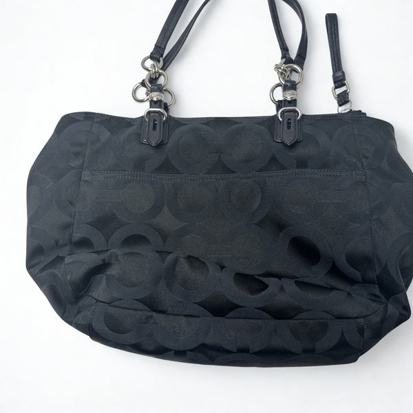 Coach Mia Opaque Sateen Black Op Art Tote Bag E1082-15758 Vintage EUC
