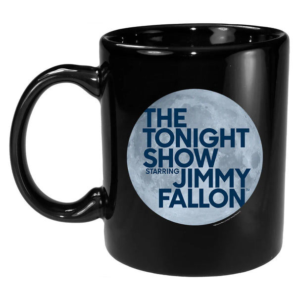 Tonight Show Jimmy Fallon Mug Black Ceramic Moon Logo 2014 NBC NWOT