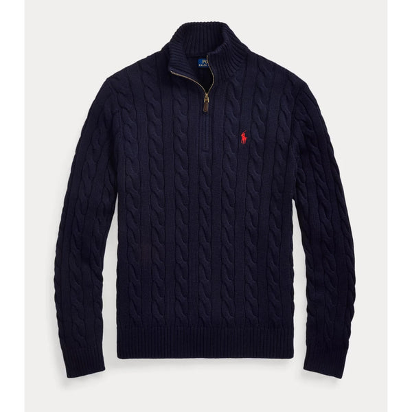 Polo Ralph Lauren Cable Knit 1/4 Zip Sweater Navy Blue Cotton 2XL NWT