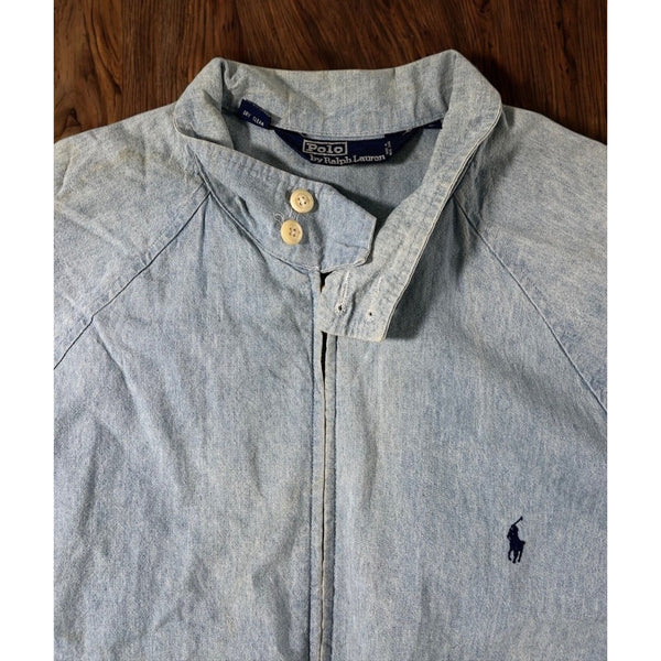 Polo Ralph Lauren Denim Harrington Jacket Mens L Full Zip Blue Vintage 1980s