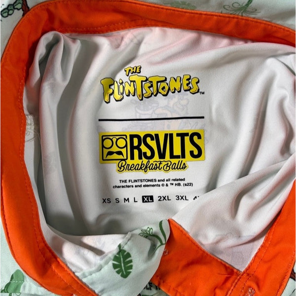 RSVLTS Flintstones Loyal Order of Dinosaurs Golf Polo XL Breakfast Balls NWOT