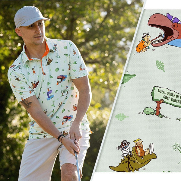 RSVLTS Flintstones Loyal Order of Dinosaurs Golf Polo XL Breakfast Balls NWOT