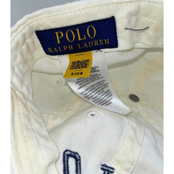 Polo Ralph Lauren P-Wing Foot White Adjustable Hat Leather Strap EUC Rare