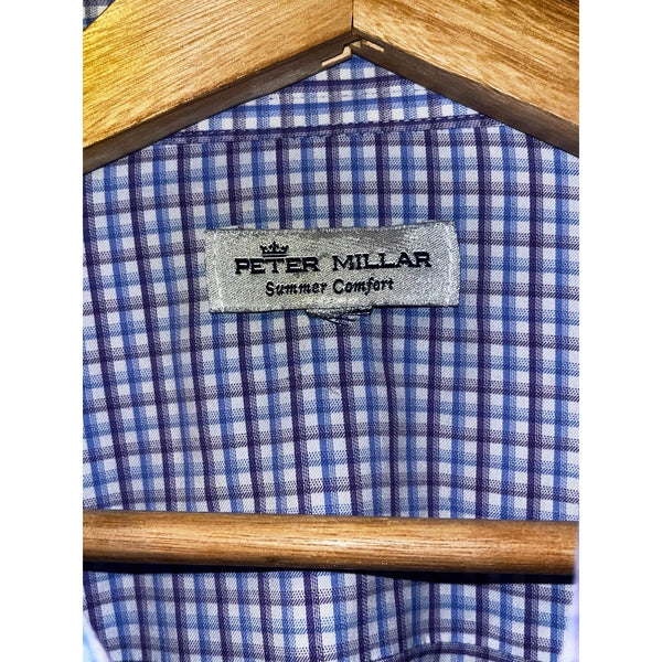 Peter Millar Oak Tree National Shirt L Crown Sport Summer Comfort Blue Check