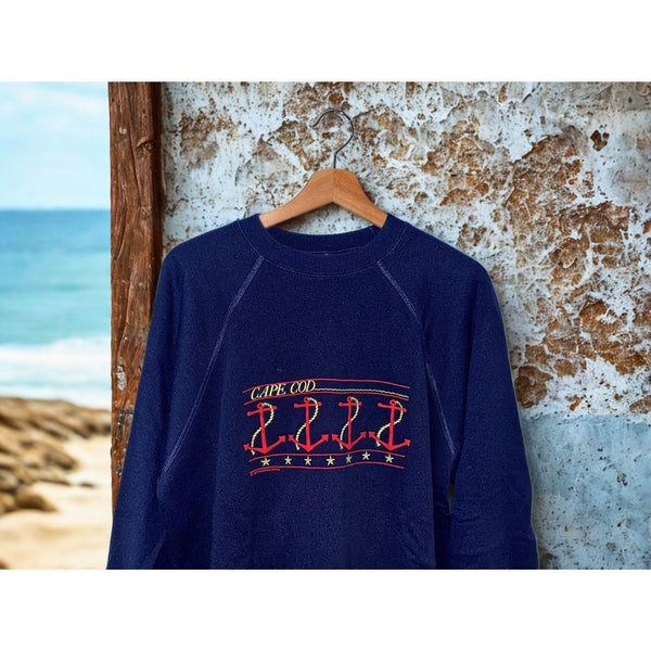 Cape Cod Crewneck Hanes XL USA Made Harborside Graphics Navy Vintage 1987