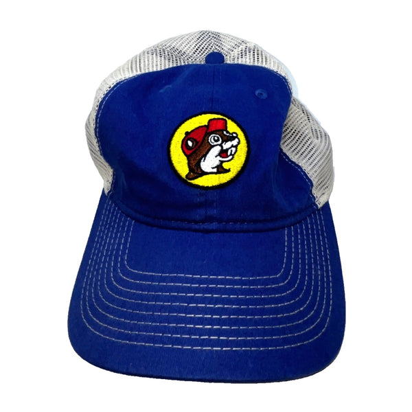 Buc-ee’s Gas Station Blue White Mesh Snapback Baseball Cap Hat EUC