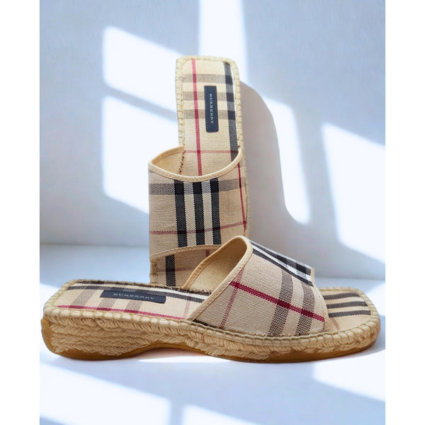 Burberry Nova Check Espadrille Slides Size EUR 40 US 9.5 Authentic