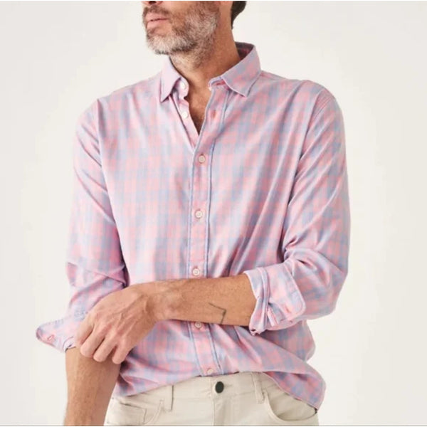 Faherty Movement Shirt 2XL Supima Stretch Summer Rose Plaid Button Up EUC