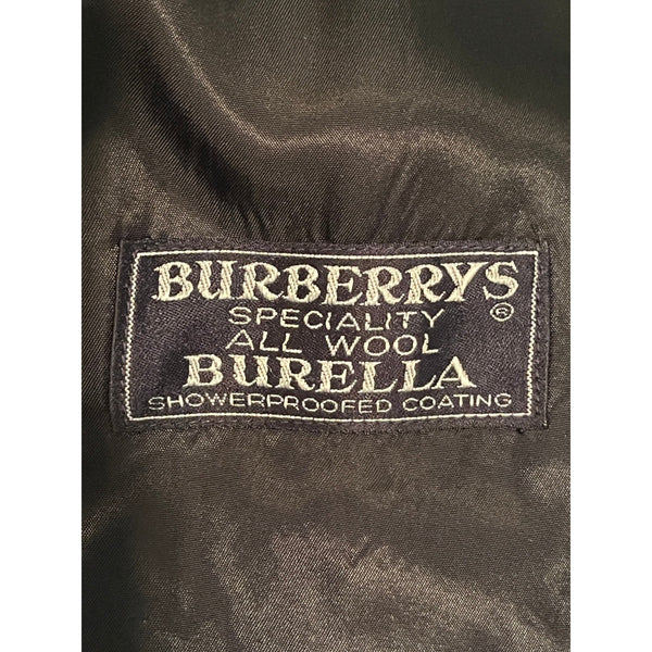 Burberrys London Burella Wool Coat Black 46R Made England Vintage Trench