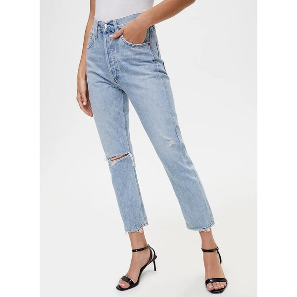 AGOLDE Riley High Rise Straight Crop Jeans Shatter Wash 28x26 NWOT $188