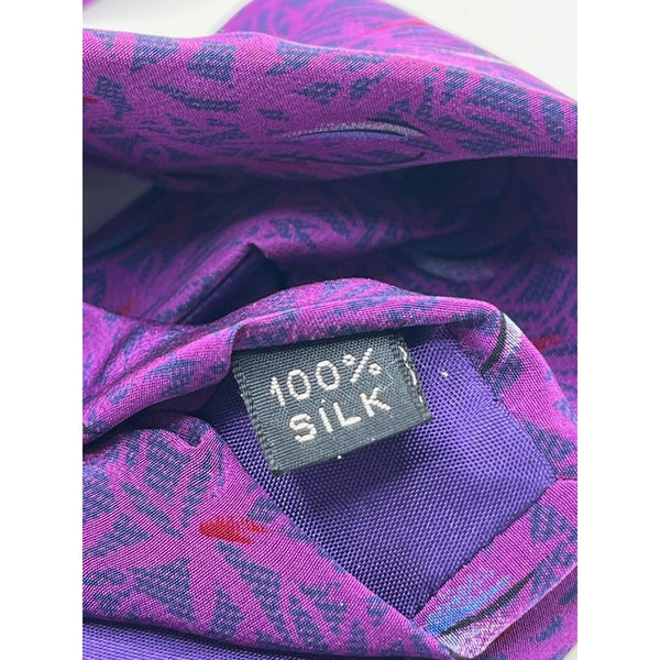Yves Saint Laurent Vintage 80s Silk Tie Purple Geometric Handmade Italy Luxury