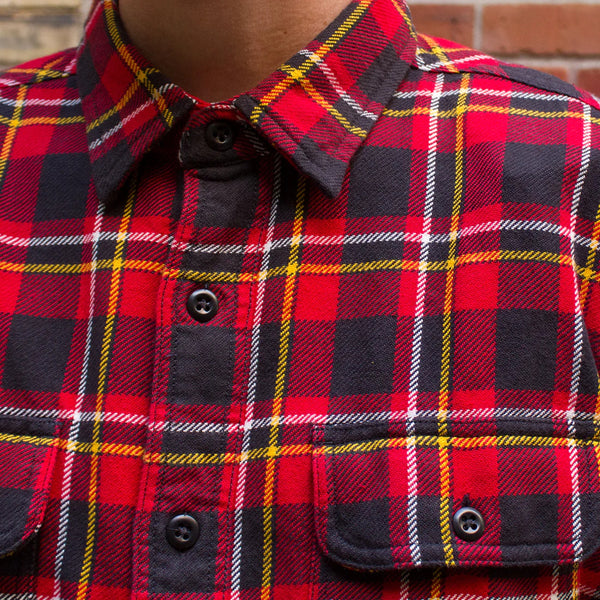 CC Filson Vintage Flannel Work Shirt 11010689 Red Black Gold Plaid Men’s Small