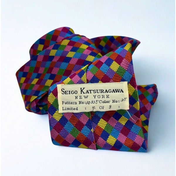 Seigo Katsuragawa Silk Tie Limited 4 of 8 Handmade Japan Multicolor Geometric
