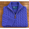 Polo Ralph Lauren Purple Silk Cashmere Cable Knit 1/4 Zip Sweater Sz. M Vintage
