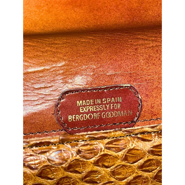 Bergdorf Goodman Snakeskin Leather Shoulder Bag Spain Gold Chain Clutch Vintage