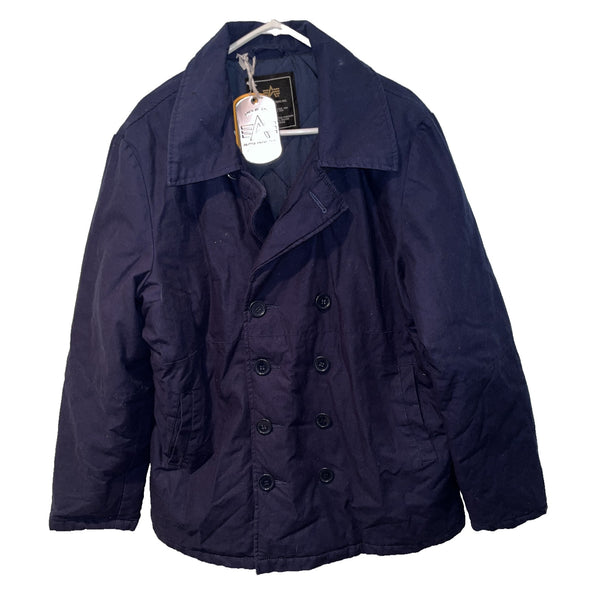Alpha Industries Double Breasted Navy Blue Easton Pea Coat Size XL NWT RARE