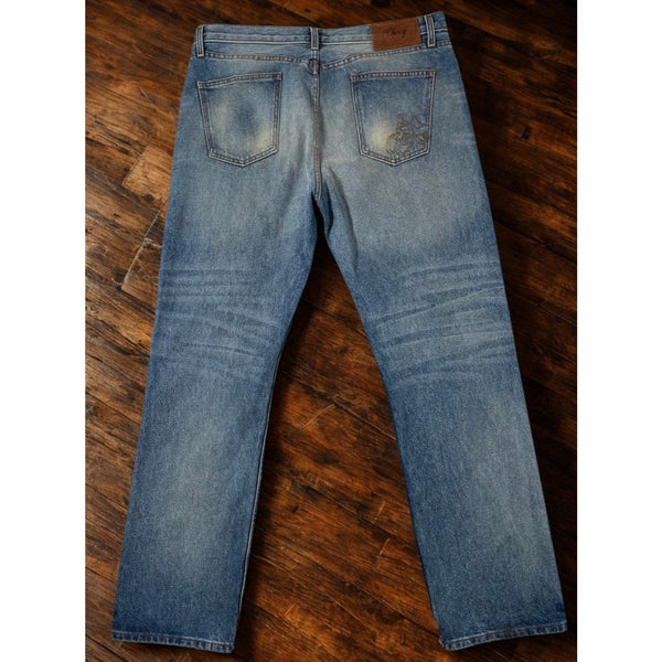 Cherry LA Straight Leg 5 Pocket Denim Indigo Jeans 36x31 Made In USA MSRP $258