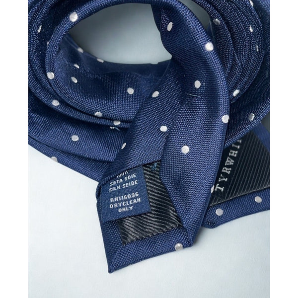 Charles Tyrwhitt Men’s 100% Silk Tie Blue Polka Dot Classic Necktie EUC