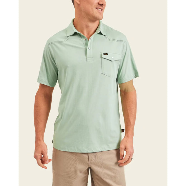 Howler Brothers Ranchero Western Pearl Snap Polo Green Cotton Shirt Mens M