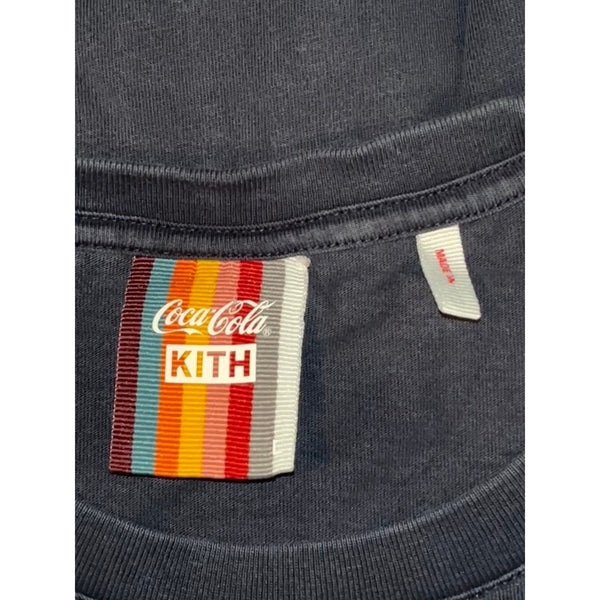 Kith x Coca-Cola Navy Logo T-Shirt Men’s Large L Rare Collab Hole Flaw