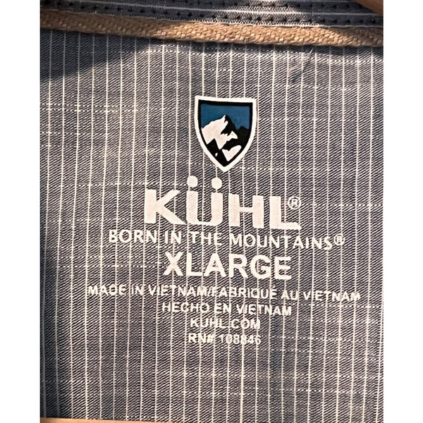 Kuhl Karib Stripe Shirt Men's XL Gray Short Sleeve Performance Button Up 7460