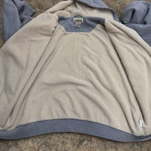 L.L.Bean Katahdin Iron Works Sherpa Lined Full Zip Hoodie Heather Grey Sz. Large