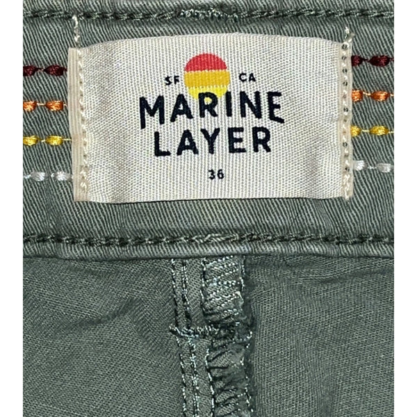 Marine Layer Cotton Twill Chino Shorts 7" Men's 36 Green Stretch NWOT $88
