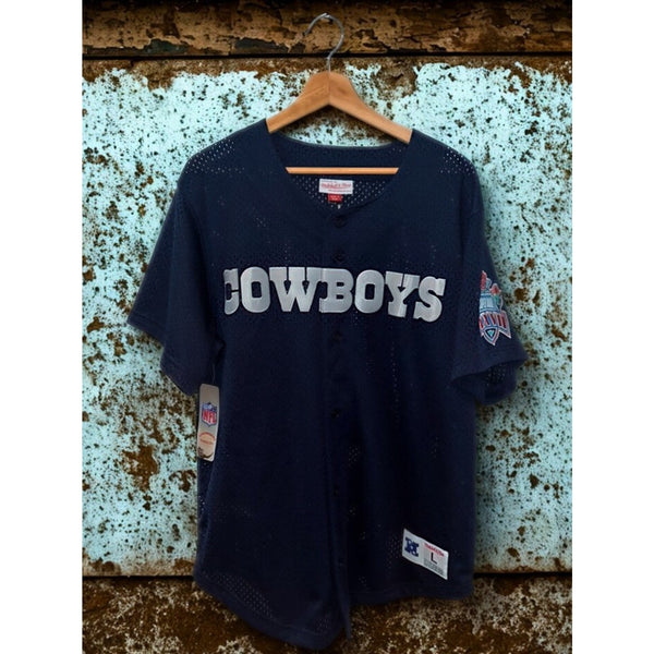 Dallas Cowboys Mitchell & Ness Mesh Button Jersey Super Bowl XXVII Sz L NWT
