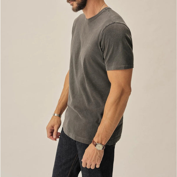 Buck Mason Curved Hem Slub Cotton T Shirt Sz. Small Gray Made in USA BM11001.102