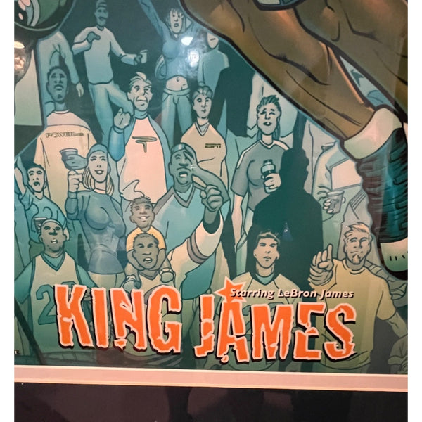 LeBron James Signed Powerade King James Lithograph JSA Auto Framed Rare 22x34