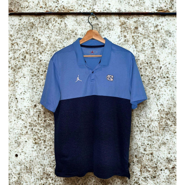 Air Jordan UNC Tar Heels Elite Polo Shirt Blue Navy Mens Size L BQ9630-448 EUC