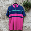 Greyson Polo Shirt Men’s XL Blue Pink Colorblock Stripe Pima Golf Polo