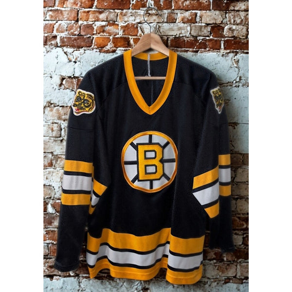 Boston Bruins CCM Jersey Black Gold Hockey Sz S NHL Vintage