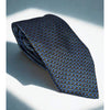 Fendi Roma Silk Tie Handmade Italy Blue Gold Geometric Pattern Luxury Designer