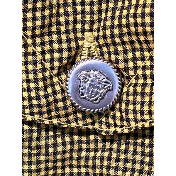 Versace Jeans Couture Ittierre 90s Plaid Button Up Shirt Black Yellow Sz XL